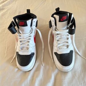 Nike Kids High-Top Sneakers - White, Black, and Red